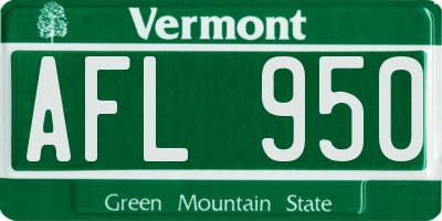 VT license plate AFL950