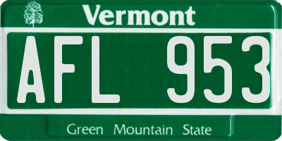 VT license plate AFL953