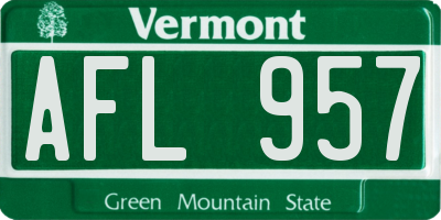 VT license plate AFL957
