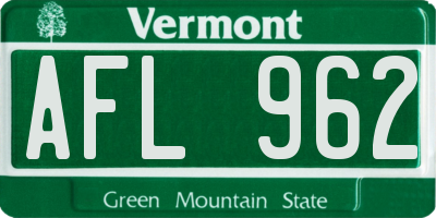 VT license plate AFL962