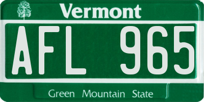 VT license plate AFL965