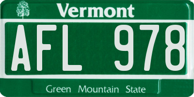 VT license plate AFL978