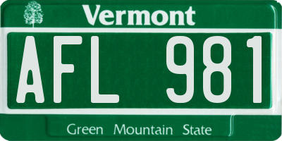 VT license plate AFL981