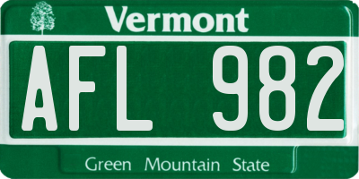 VT license plate AFL982
