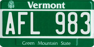 VT license plate AFL983