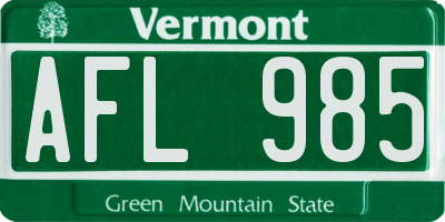 VT license plate AFL985