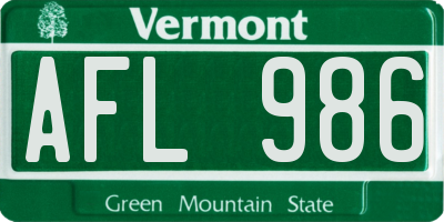 VT license plate AFL986