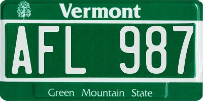 VT license plate AFL987