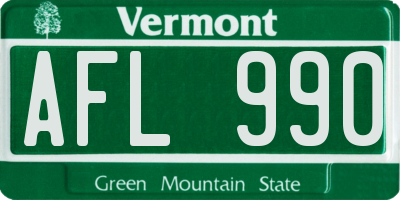 VT license plate AFL990