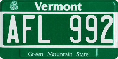 VT license plate AFL992