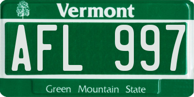 VT license plate AFL997