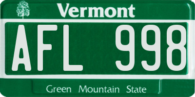 VT license plate AFL998