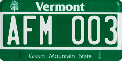 VT license plate AFM003