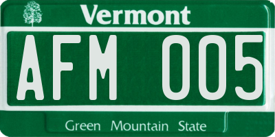 VT license plate AFM005