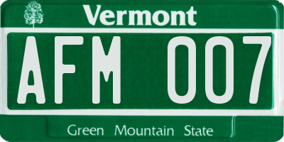 VT license plate AFM007