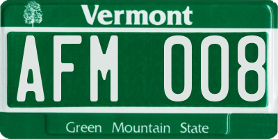 VT license plate AFM008
