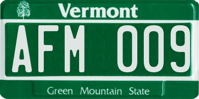 VT license plate AFM009