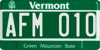 VT license plate AFM010