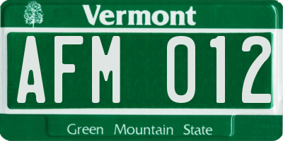 VT license plate AFM012