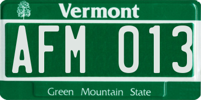 VT license plate AFM013