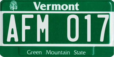 VT license plate AFM017