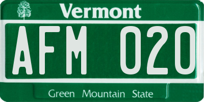 VT license plate AFM020