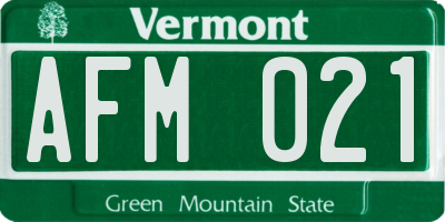 VT license plate AFM021