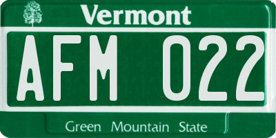 VT license plate AFM022