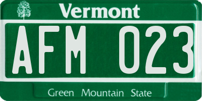 VT license plate AFM023