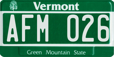 VT license plate AFM026