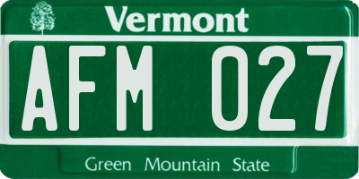 VT license plate AFM027