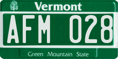VT license plate AFM028