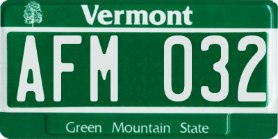 VT license plate AFM032