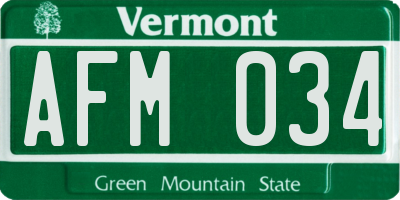 VT license plate AFM034