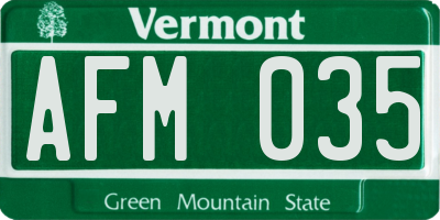 VT license plate AFM035