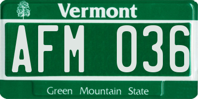 VT license plate AFM036