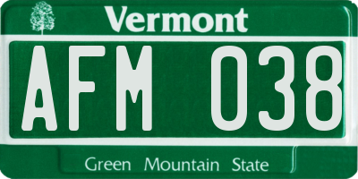 VT license plate AFM038
