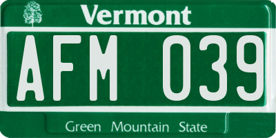 VT license plate AFM039