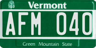 VT license plate AFM040