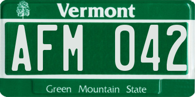 VT license plate AFM042