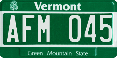 VT license plate AFM045