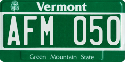 VT license plate AFM050