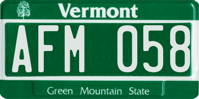 VT license plate AFM058