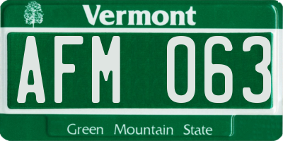VT license plate AFM063