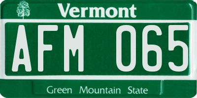 VT license plate AFM065