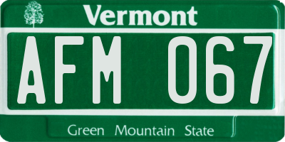 VT license plate AFM067