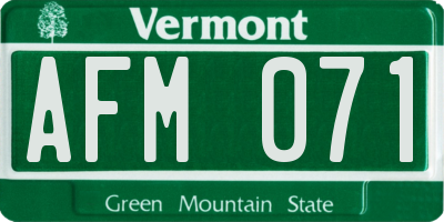 VT license plate AFM071