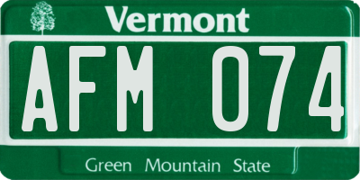 VT license plate AFM074