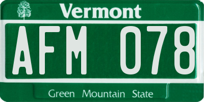 VT license plate AFM078