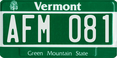 VT license plate AFM081